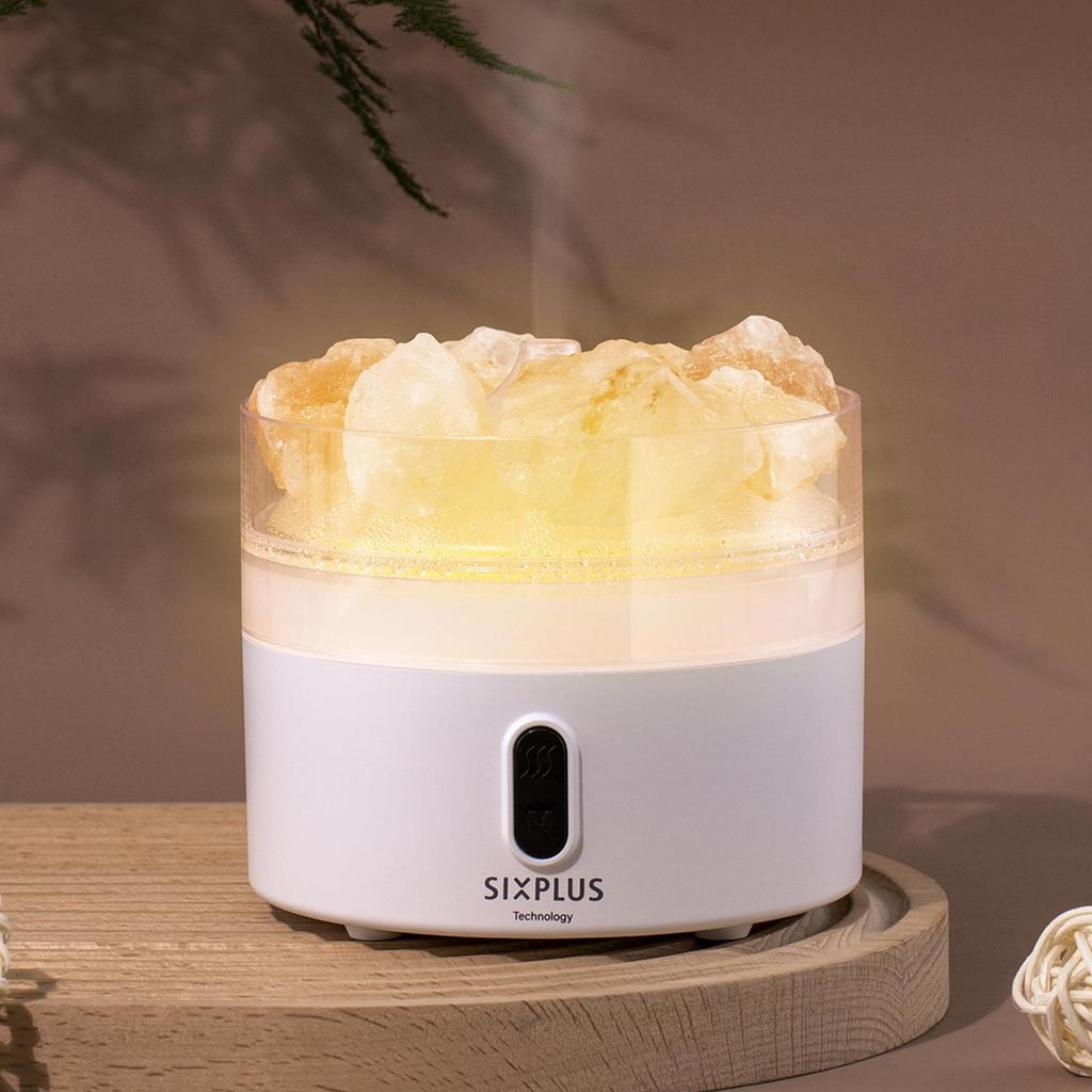 SIXPLUS Tabletop 9 Hours of Continuous Compatible with 9 Tatami Aroma Natural Crystal Includes Himalayan Rock 220ml Ultrasonic LED 2 Levels of