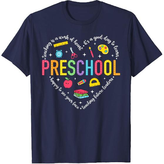 Preschool Teacher Pre-K Heart First Day of Preschool Kids T-Shirt