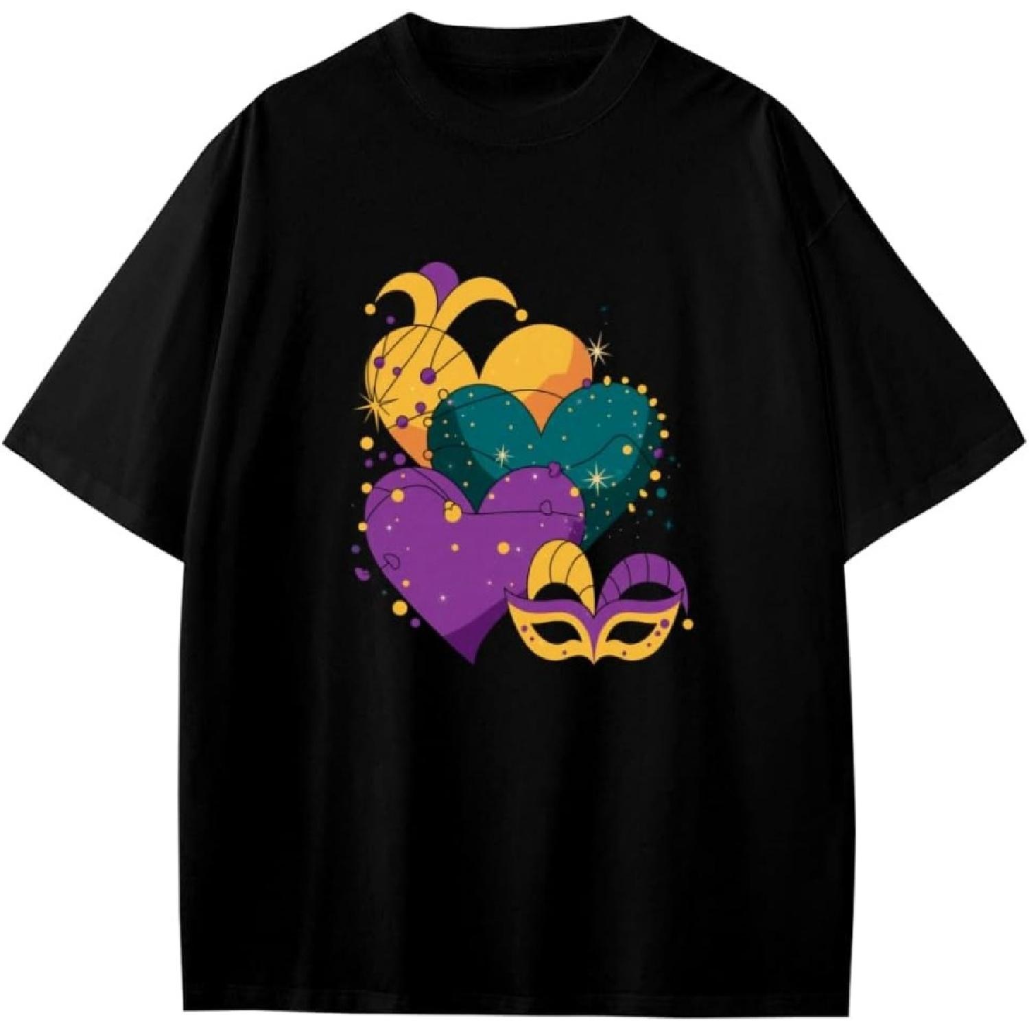 

Vintage Mardi Gras Hearts Boys Girls Teens T-Shirt Anime Gift XXXXXL різнокольоровий