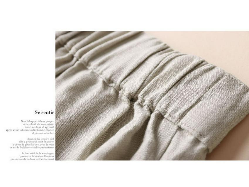 2024 Spring/Summer Women's Cotton Linen Wide-Leg Casual Nine-Point Trousers