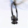 New Elegant Black Flower Shape Zircon Ring for Women Wedding Engagement Jewelry Accessory Sizes 5-11