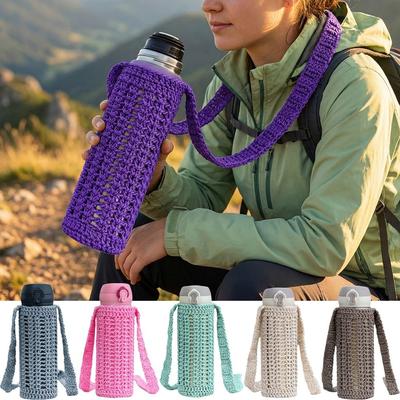 Reusable Knitted Water Bottle Cover Heat Insulated Thermos Cup Sleeve  Glass Cup