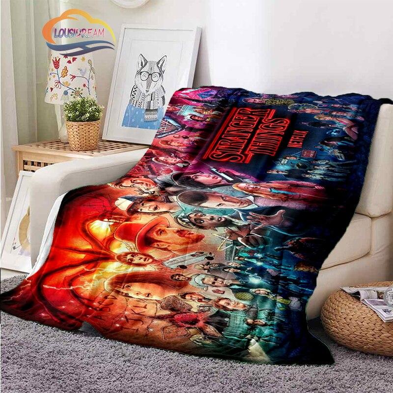 Horror Series Stranger Things Series Flannel Blanket Bedroom Sofa Bed Four Seasons Soft Blanket Travel Light Comfortable Blanket