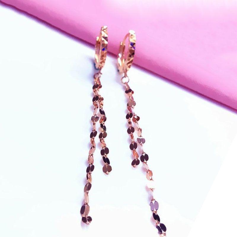 Фиолетово-золотые серьги с бахромой Блестящие Модные Личность Характер Позолоченные розовым золотом Длинные серьги