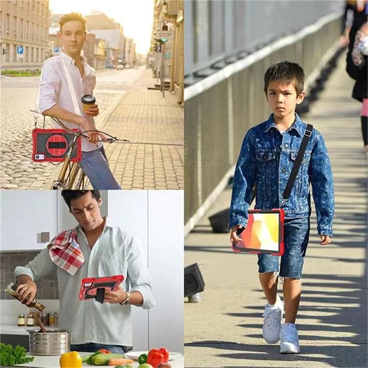 For Xiaomi Redmi Pad SE Kickstand Cover Wrist Strap Protective Silicone+PC Tablet Case with Shoulder Strap