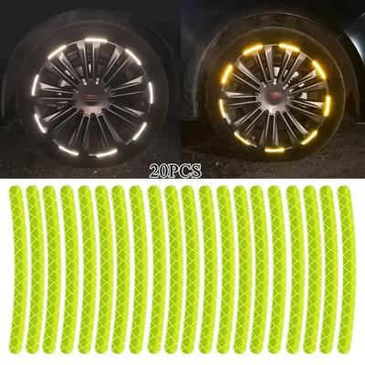 20pcs Car Wheel Hub Reflective Sticker Tire Rim Reflective Strips Luminous for Night Driving Car Bike Motorcycle Wheel Stickers