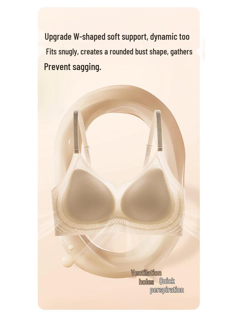 Cross-Border Seamless Camellia Fragrance Shimmer Bra for Women - Small Chest, Gathered, Thin Cup, Adjustable Straps.