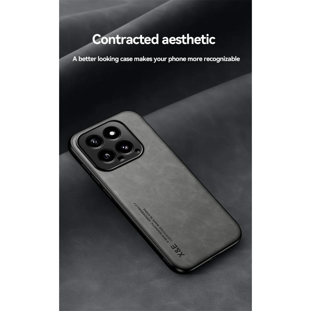 Luxury Shockproof Case for Xiaomi 14 Ultra Protective Cover Magnetic Car Holder Protection Phone Textured Business Full Protection