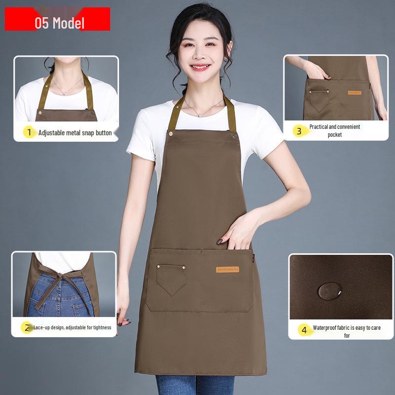 Adjustable Waterproof & Oil-proof Printed Apron with Logo and Text, Thickened Material, Stain-resistant, with Neck Strap.