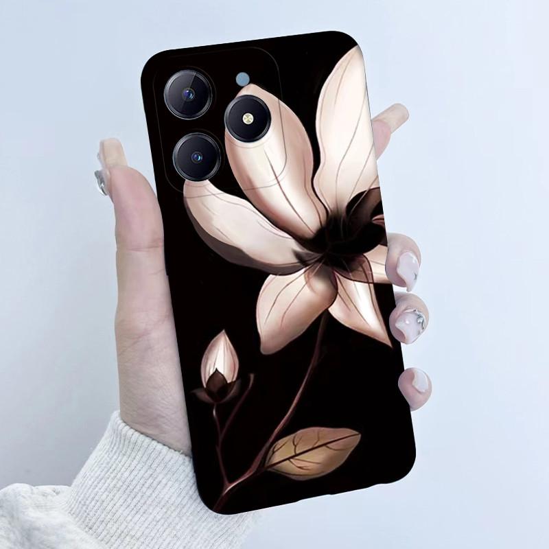 Para Realme C61 C63 Funda de Teléfono Diseño de Niña con Flores Silicona Suave TPU Carcasa Trasera para Realme Narzo N63 C 63 Fundas RealmeC61