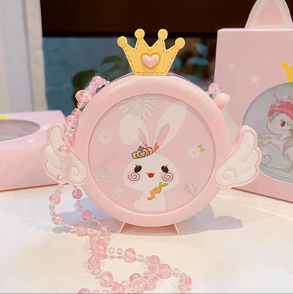 Kids' Handmade Cream PVC Crossbody Bag with Mirror Accessory