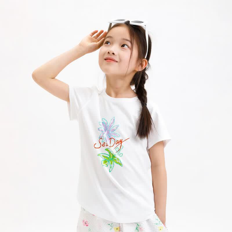 NaJu Girls Summer Cool & Breathable SeaDay Print T-Shirt 130 cm