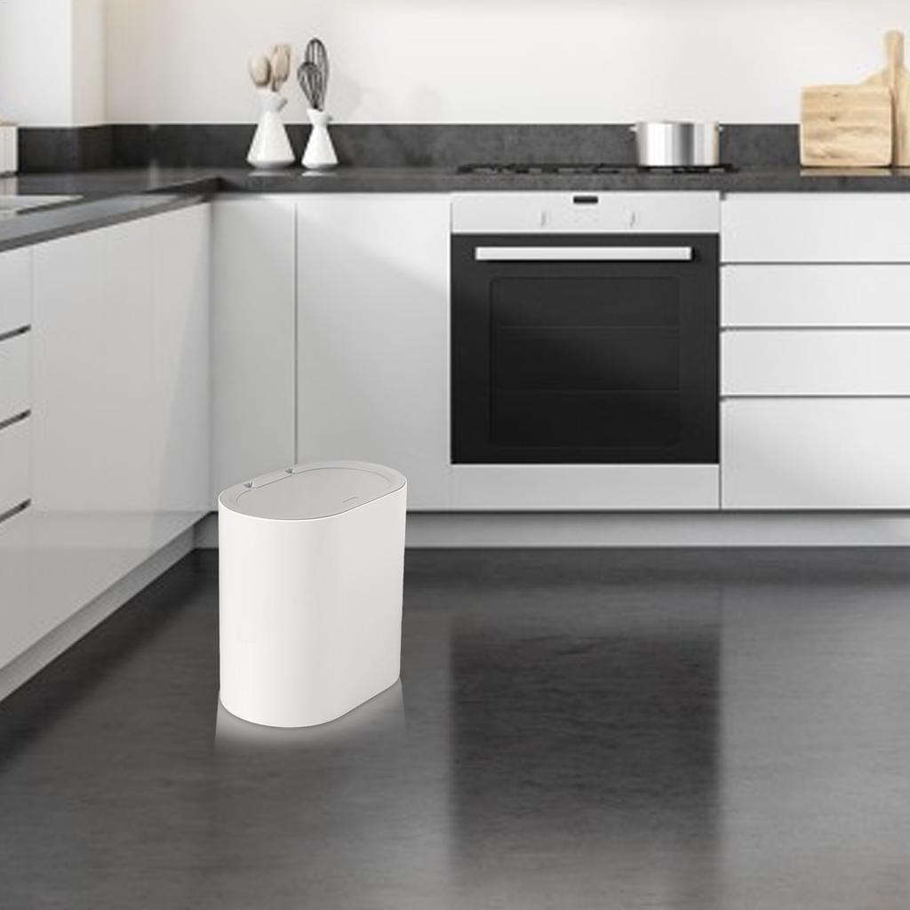 25.5x25x16.5cm Push-type Bathroom Trash Can With Lid Trash Bin Anti-odor Garbage Can Kitchen Press Top Garbage Can Waste Basket