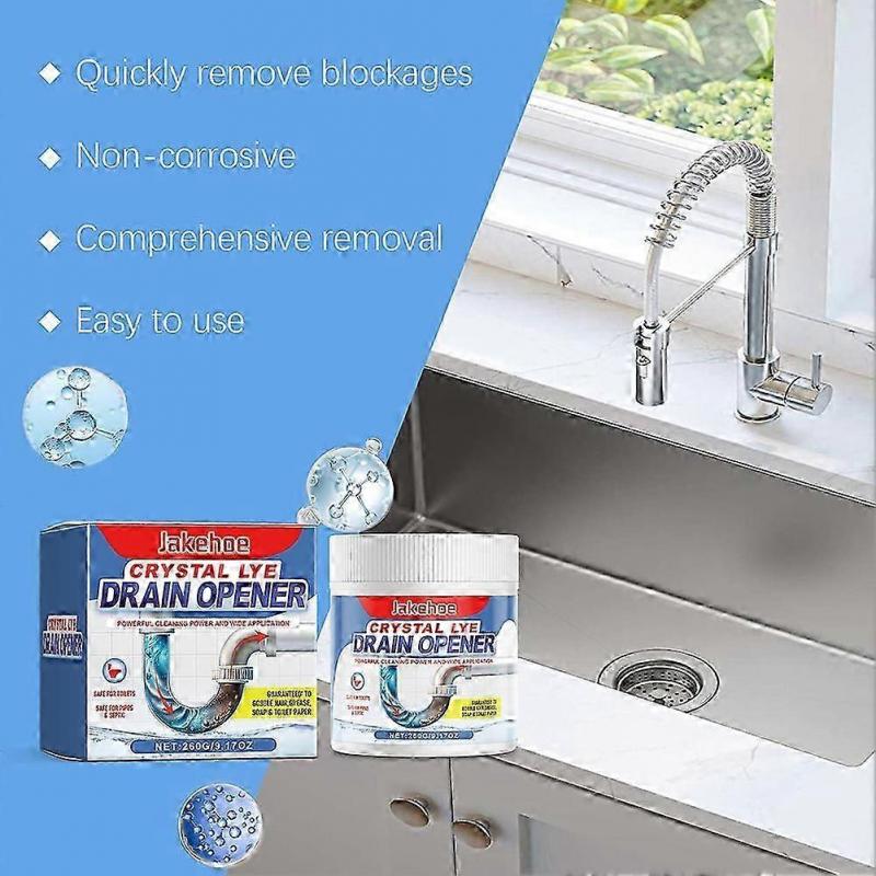 1-3 ks Křišťálový louh na čištění odpadů, Silný prášek na čištění potrubí, Odstraňovač vlasů a mastnoty pro uvolňování toalet a umyvadel