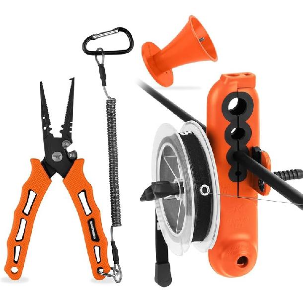 KastKing Radius KutR Fishing Line Spooler, Line Gobbler Line Stripper & 7 Cutthroat Pliers Combo, Multi-Functional Fishing Tool Combo, Corrosion оранжевый