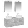 5 Piece Bathroom Furniture Set Concrete Grey Engineered Wood and Glass