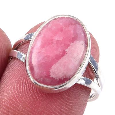 Natural Rhodochrosite Gemstone Handmade 925 Solid Sterling Silver Ring S.7 K7m82