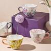 Ceramic Coffee Mug, Premium 350ml Bone China Coffee Tea Hug Mug, Floral Designed Teacup, Breakfast Cup