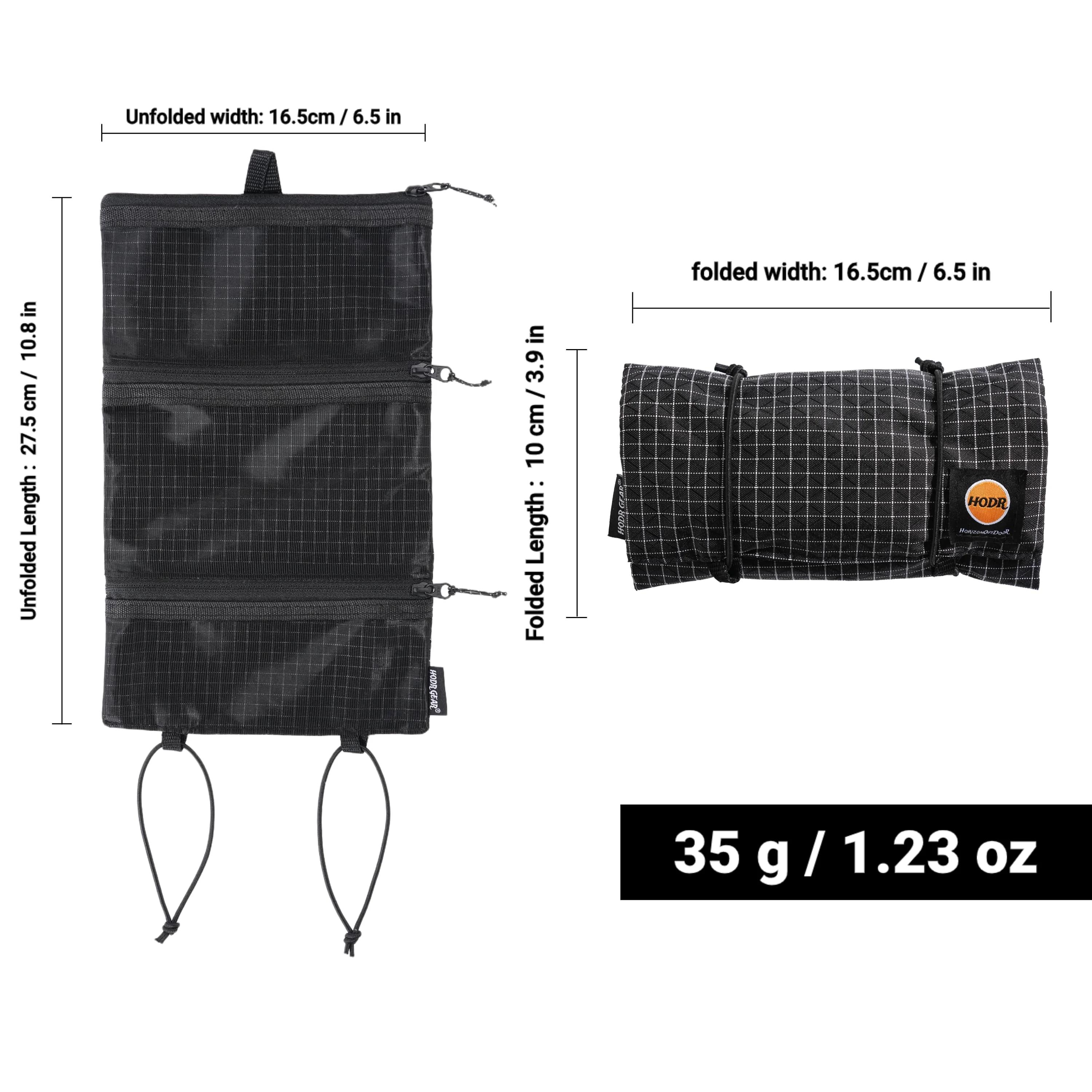HODRGEAR Ultralight Toiletries Organizer Sundries Pouch UHMWPE Gridstop | YKK | Hiking & EDC Storage UL GEAR Outdoor Hiking Gear чёрный