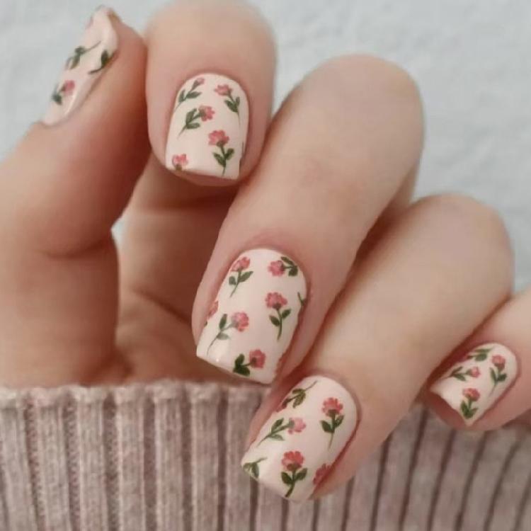 Quadratische Nagelspitzen Blume Falsche Nägel Aufkleben Auf Nagel Aufkleben Nagel Press-On-Nagel Künstliche Falschnägel für Damen und Mädchen