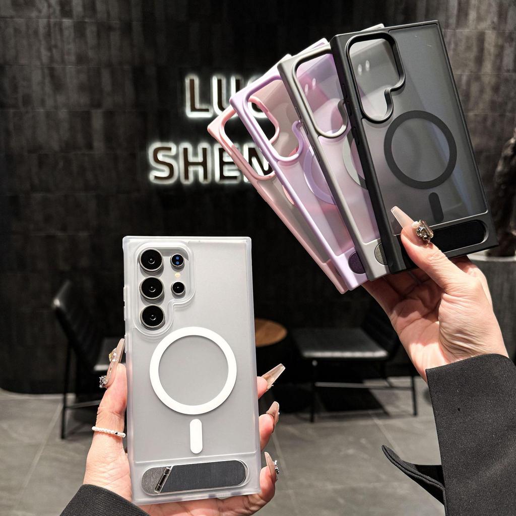 Samsung S25 Ultra/S24 Plus Magnetic Flip Stand Phone Case with Skin-Feel Finish