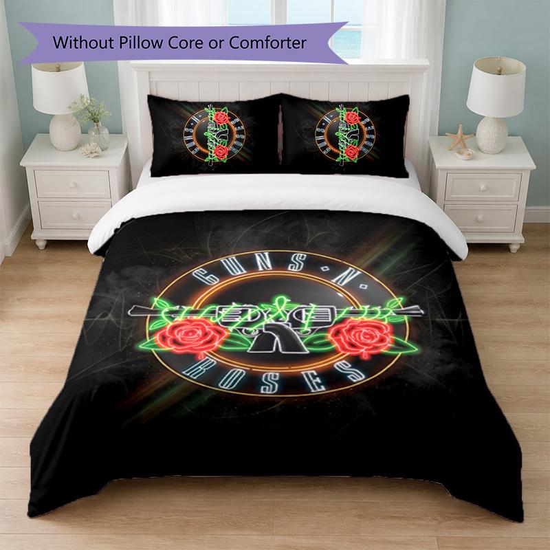 Guns N’ Roses Print 3Pcs Bedding Set Duvet Cover With Two Pillowcases Soft Bed Linen For Household Bedroom
