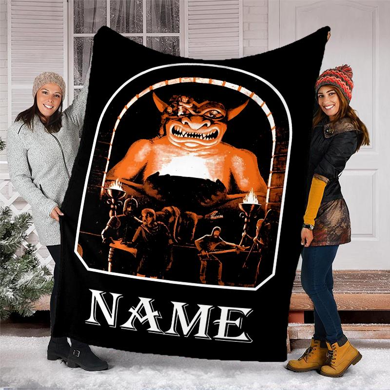 Personalized Custom Name Blanket - Dungeons & Dragons Print Design,Blanket for Sofa,Bed,Travel,Camping - Soft and Warm, Great Gift