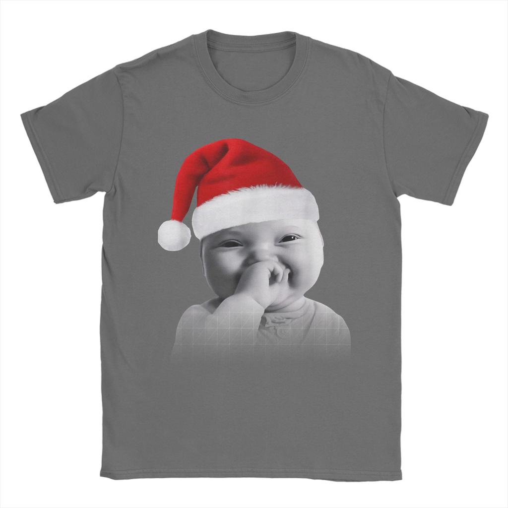 Funny Niche Baby Gen Z Meme Giggling AI Laughing Christmas T Shirt 100 Cotton TShirts For Men Tee Shirt Short Sleeve Top Tees