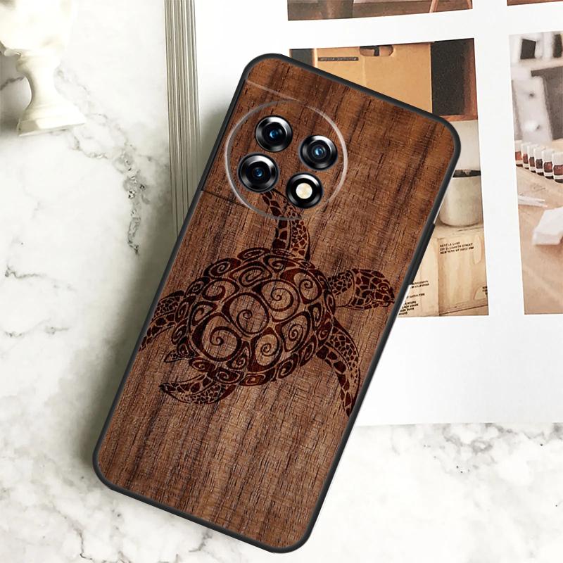 Turtle Wood Pattern Case For OnePlus 12 12R 11 9 10 Pro 10R 9R 8T 10T Nord CE 2 3 Lite 2T CE4 N10 N20 N30 Cover