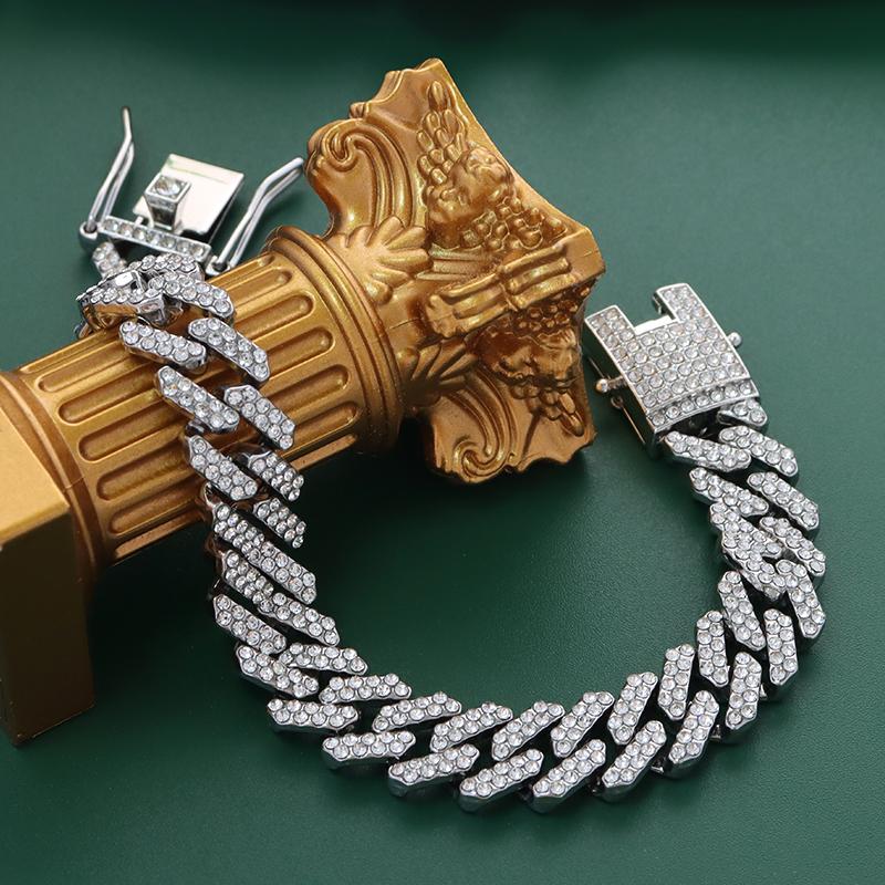 Hip Hop Rapper Sterling Silver Link Chain Custom Moissanite Cuban Bling Diamonds Mens Cuban Link Chain