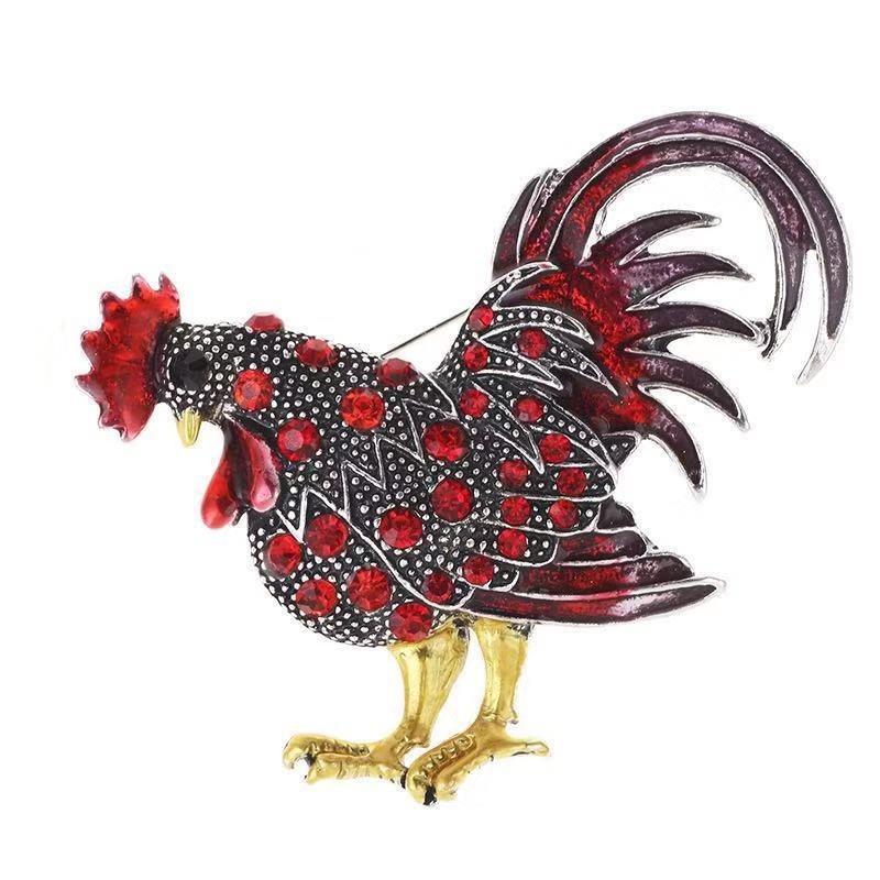 [Professional Chicken] Zodiac Chicken Brooch Men's and Women's Life Jewelry Cute Gold Corsage Badge