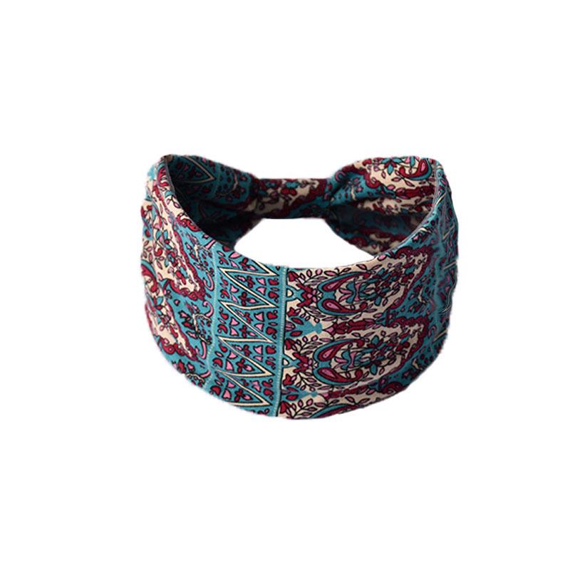 Women's Paisley Sport Yoga Headband - Sweat-Absorbing, Elastic Cotton, Bohemian Style