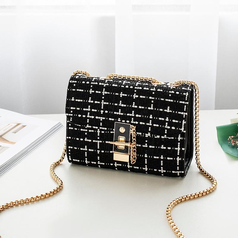 Qingxin Vitality Woolen Canvas Fabric Women's Bag New Lock Single Shoulder Crossbody Makeup Mobile Phone Bag