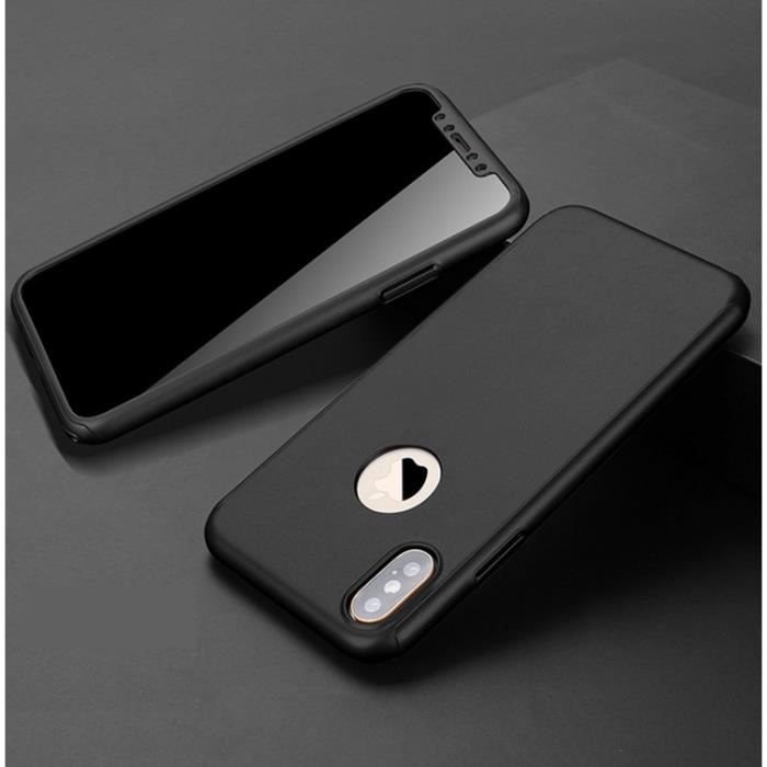 Coque et protection d'écran - Phonillico® - iPhone XR - Plastique Rigide - Verre Trempé - Protection Intégrale