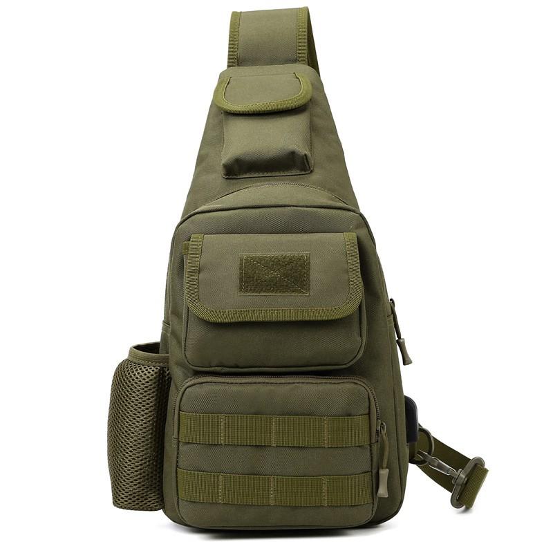 Mens Tactical Crossbody Fishing Bag Outdoor Sports Chest Pack Canvas Multi-Function Utility Pouch Camo