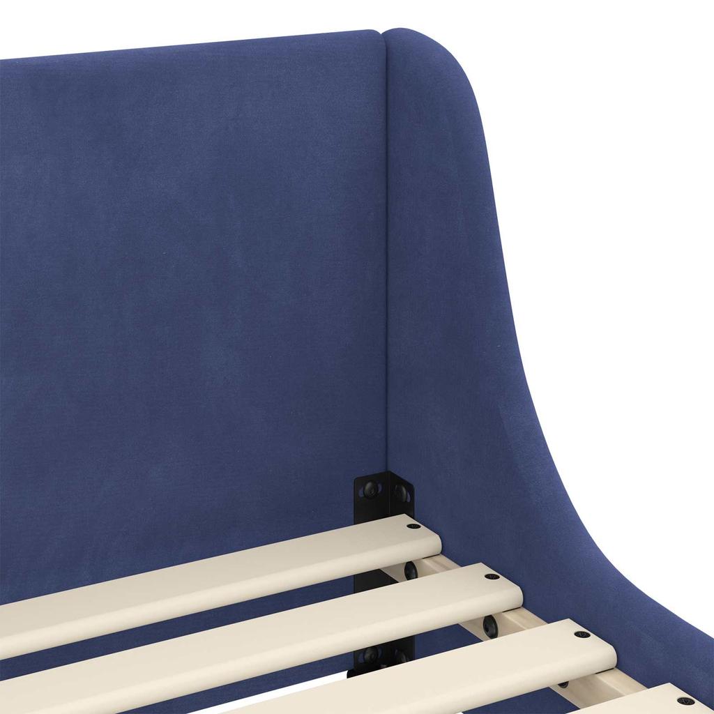 Children S Bed Frame with Headboard Police Blue 80 X 160 Cm Velvet