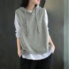 Women's Hooded Sleeveless Knit Vest Loose Fit Casual Cotton Pullover Tank Top