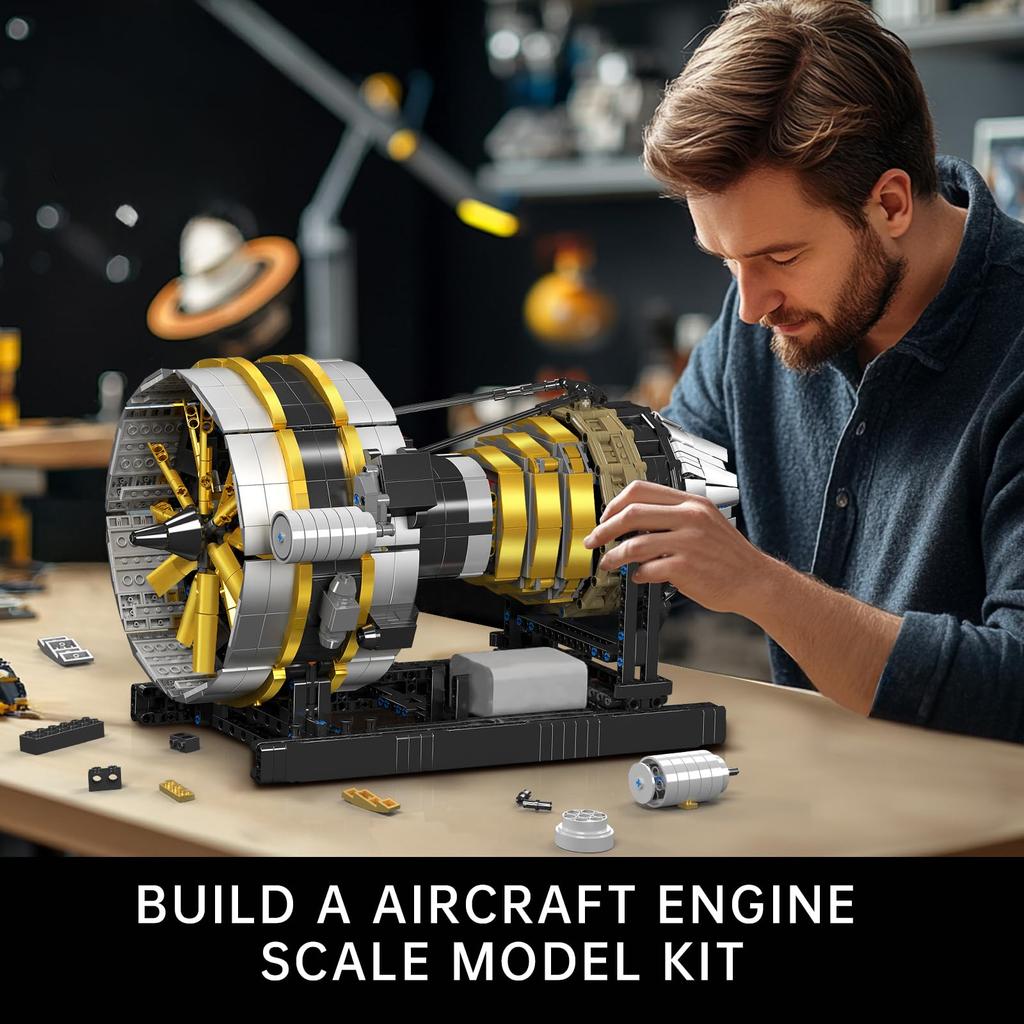 Mould King 10141 MOC Technic Airplane Engine Building Block Technology Building Block Kit with Motor and Aircraft Engine 2256 for Adults Kit, Box,