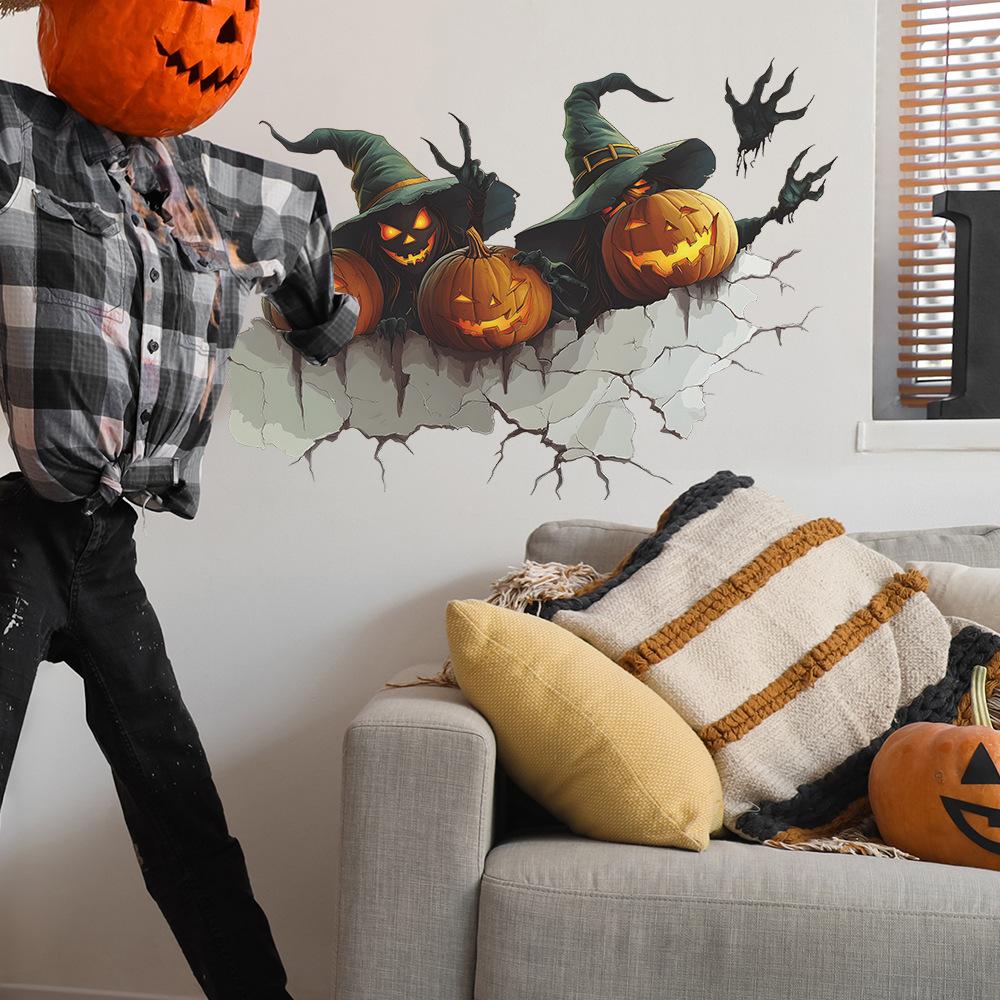 Halloween Wall-breaking Pumpkin Ghost Hand Bedroom Living Room Home Decoration Wall Stickers
