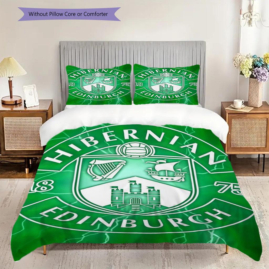 Hibernian Edinburgh Emblema Storico Set da Tre Pezzi (1 * copripiumino + 2 * federa, senza nucleo) Set biancheria da letto 2D Piatto Regalo di Natale Compleanno