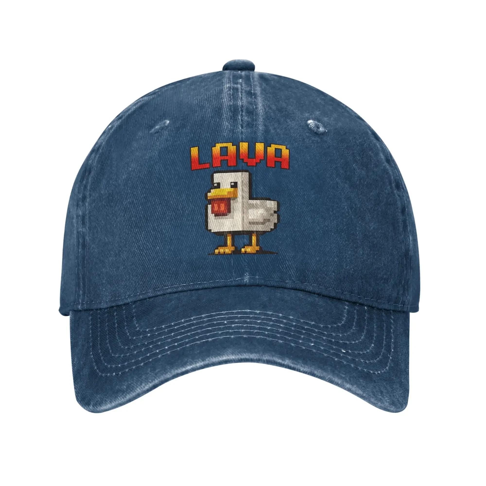 Funny pixel Chicken Gamer Chicken Cooked In Lava Sun Baseball Cap y2k Men Trucker Hat Hot Sale Design Outdoor Gym Baseball Caps One Size