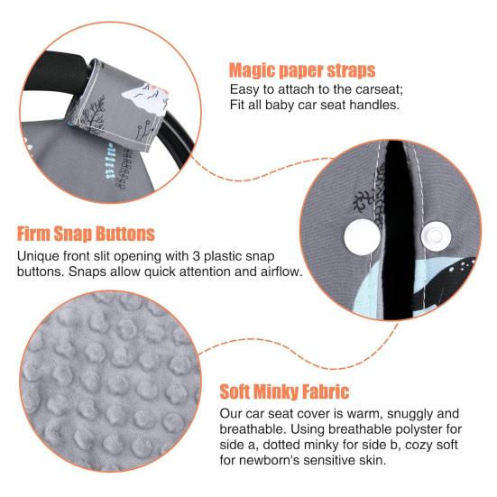 Baby Carrier Cover with Peekaboo Opening Double-Layer Fabric Infant Car Seat Canopy Stroller Cover Nursing Cover