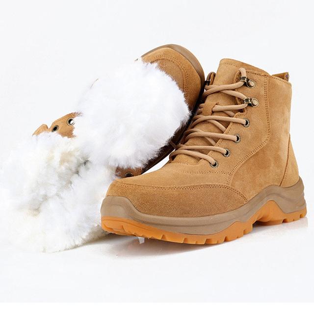 Genuine Leather Men's Winter Boots Natural Wool Winter Boots for Men Top Quality Men Snow Boots Botas Hombre