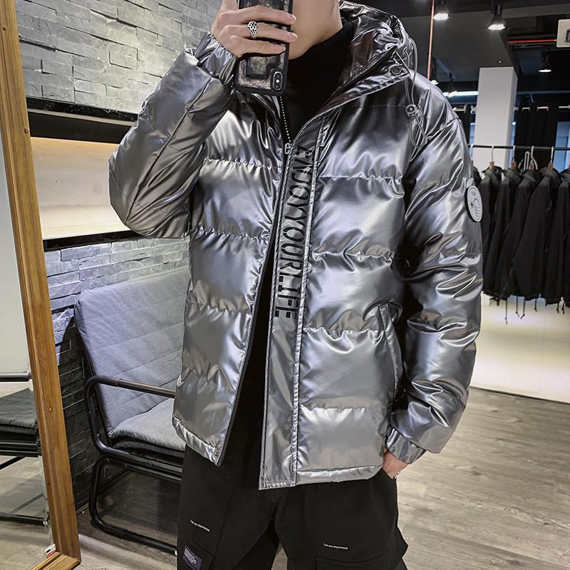 Autumn and Winter New Men's Bread Cotton-padded Jacket Fashion Korean Version of Loose Cotton-padded Jacket Bright Face Hooded Cotton-padded Coat