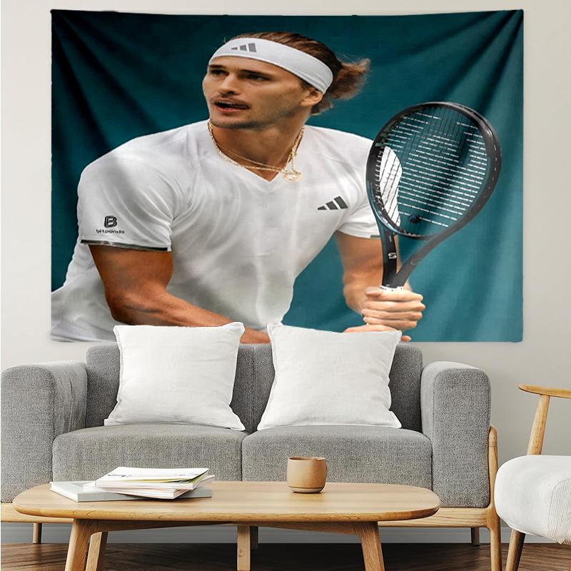 Zverev Print Tapestry, Backdrop, Easy Setup, Ideal for Bedroom, Office & Living Room, with Aesthetic Wall Hanging Decor.