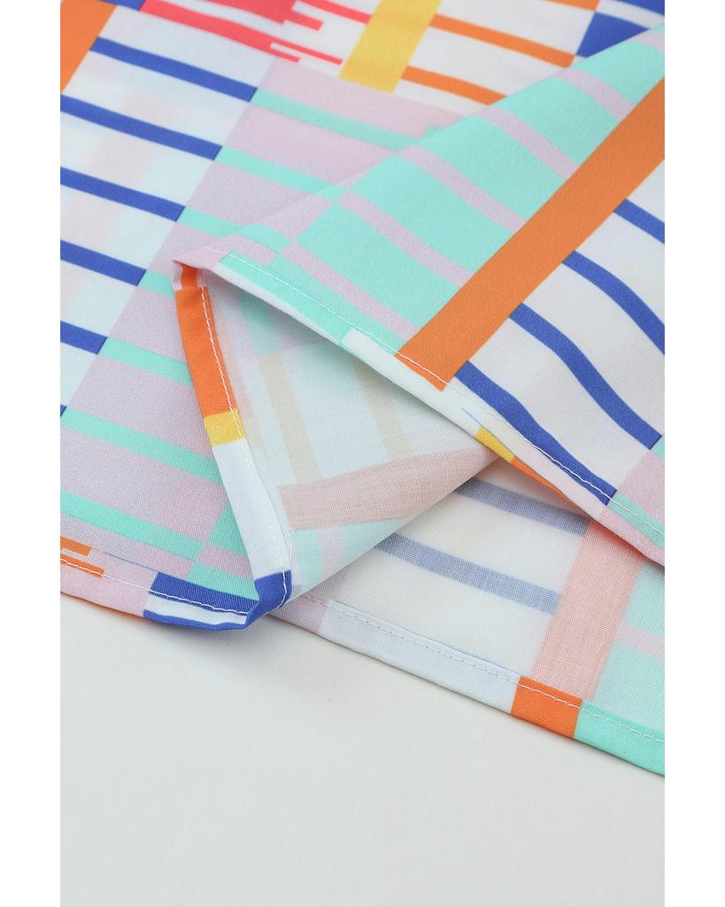 Azura Exchange Striped High Neck Flutter Top