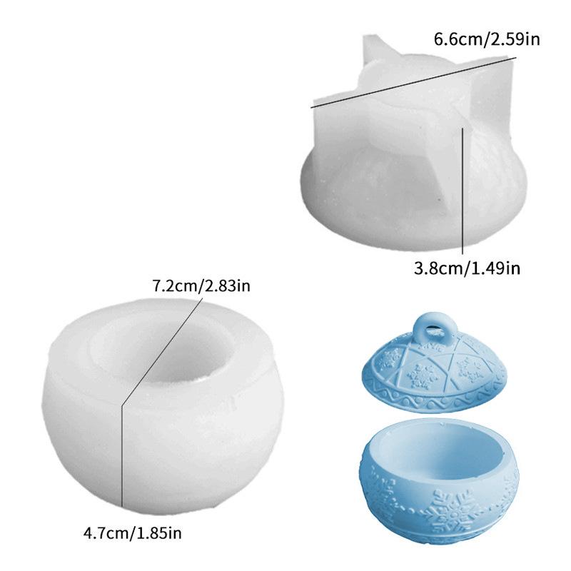 2pcs Christmas Berry Candle Cup Mold Relief Snowflake Christmas Fruit Storage Box Christmas Gypsum Ornament Silicone Mold