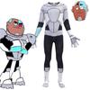 Anime Titan Teen Cyborg Costume Comic Superhero Cosplay Jumpsuit Dress Fancy
