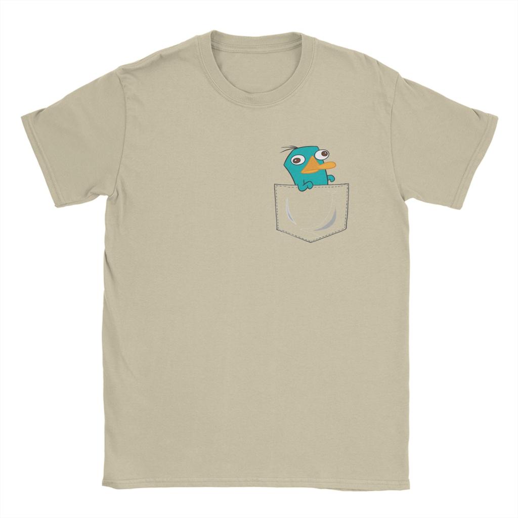 Perry the Platypus Pocket TShirt for Unisex Fun Pure Cotton Tee Shirt Round Neck Short Sleeve T Shirt Big Size Clothing