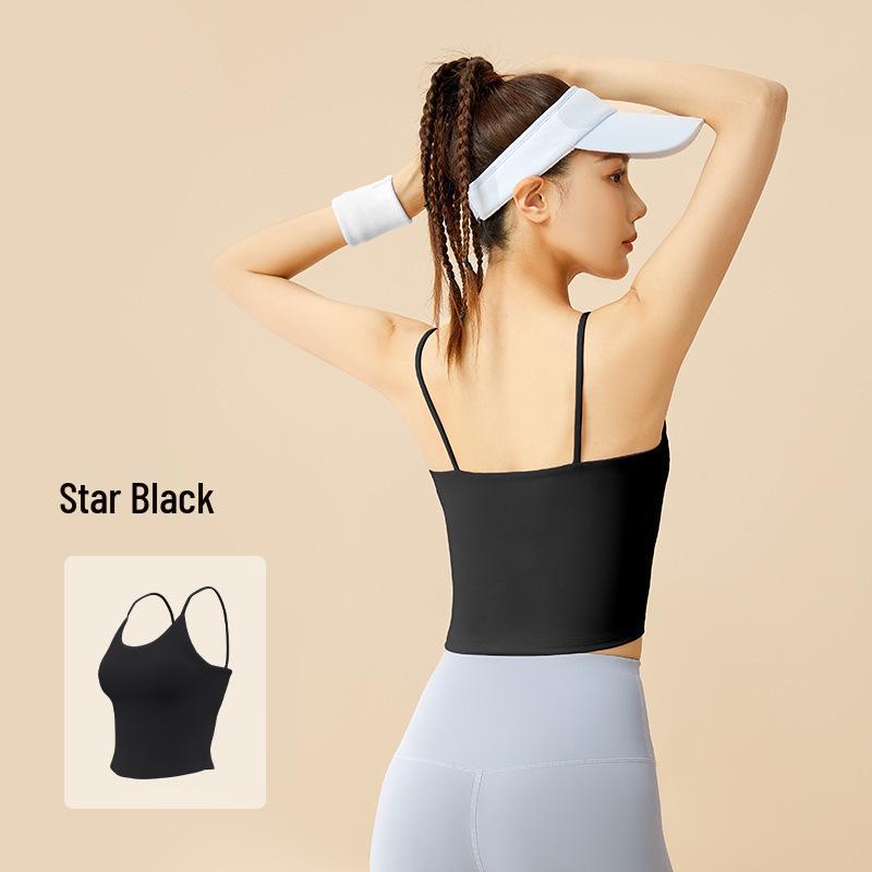 Women's High-Impact Shockproof Strappy Sports Bra - Anti-Sag, Backless Design with Chest Pads for Summer Fitness & Yoga.